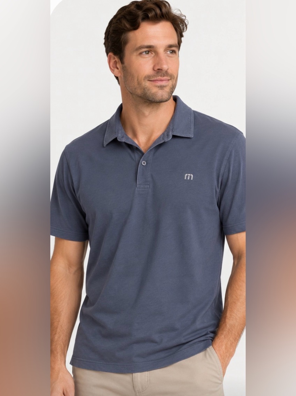 TravisMathew Men's XL Navy Blue Pima Cotton Blend Golf Polo Shirt